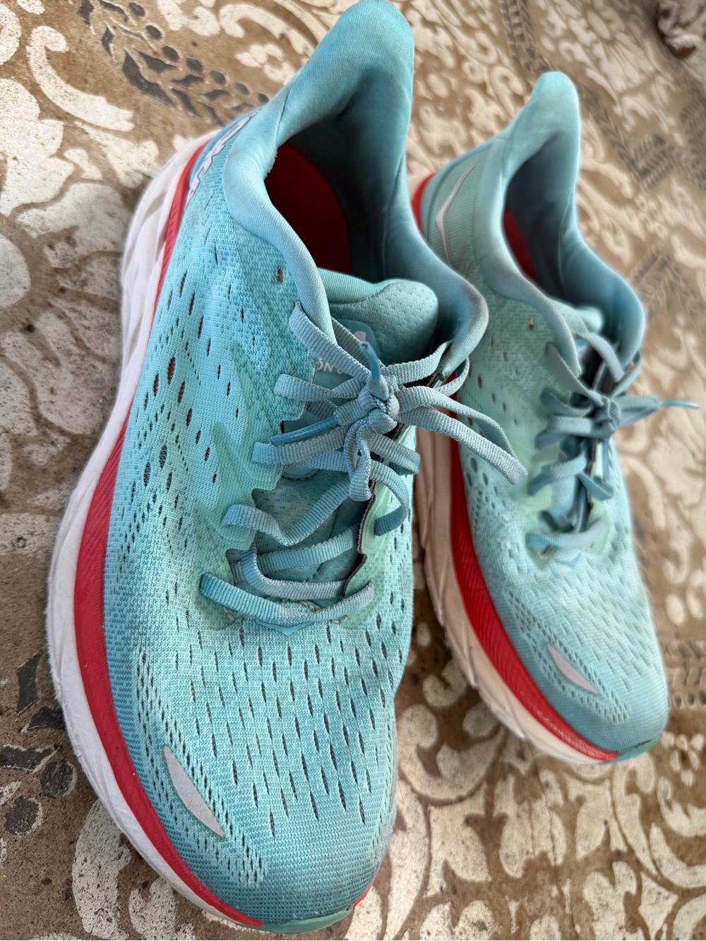 Hoka One One Women's Teal Running Shoes with Pink Trim Sz 10.5